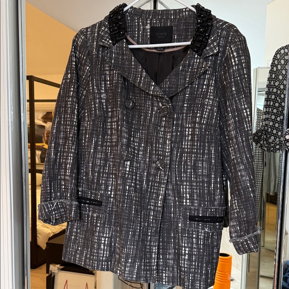 J. Crew Black and White Textured Blazer